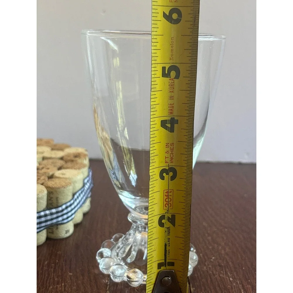 Vintage Clear Glass Goblets Set of 3 Beaded Pedestal Base Wine Water‎ Glasses